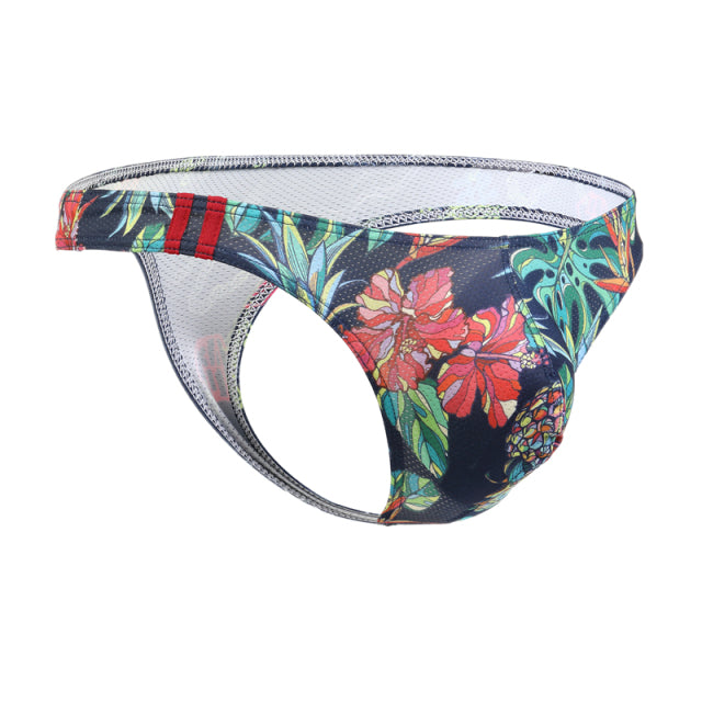 KUDYZON Print Mens Thongs And G Strings Low Rise Men Sexy Briefs Jockstrap Pouch Cuecas Mesh Underpants Gay Slip Homme String
