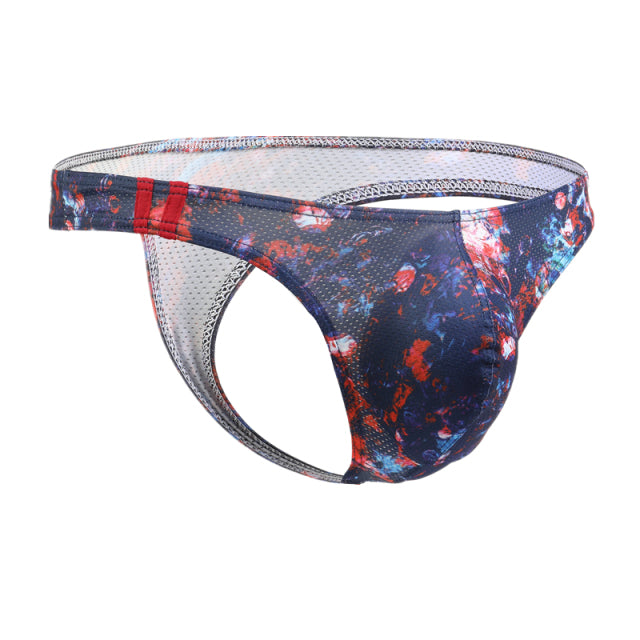 KUDYZON Print Mens Thongs And G Strings Low Rise Men Sexy Briefs Jockstrap Pouch Cuecas Mesh Underpants Gay Slip Homme String