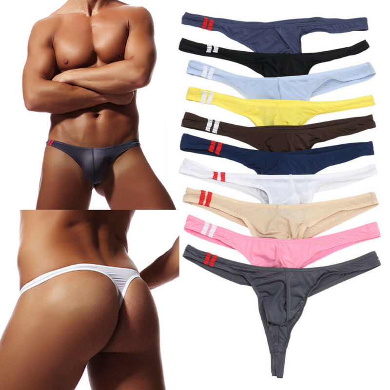 Summer Hot Men Underwear T Back G String Briefs Sexy Breathable Thong Lingerie Jockstrap Men Beach Swimming Thong