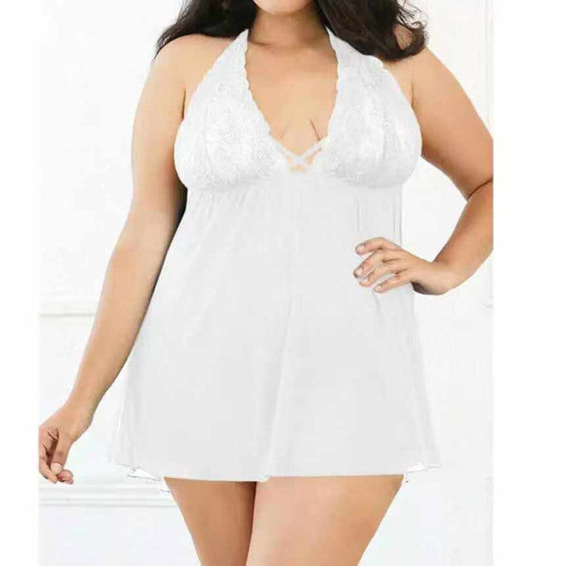 Top Fashion Women Perspective Mesh Sexy Pajamas Lace Hanging Neck Underwear S M L XL XXL XXXL Europe And America Sleepwear
