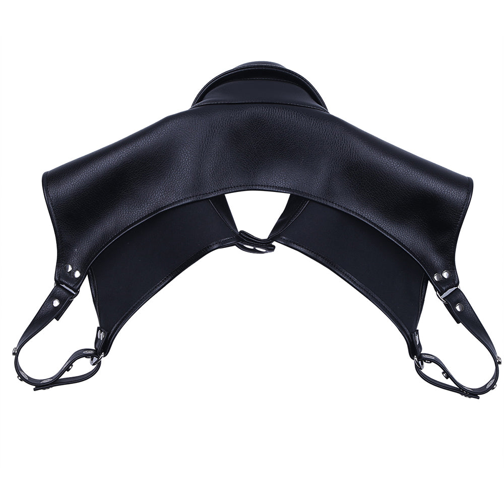 iEFiEL Fashion Men Nightclub Performance Tops Neckline Adjustable Body Chest Harness Lapel Bondage Costumes with Press Buttons