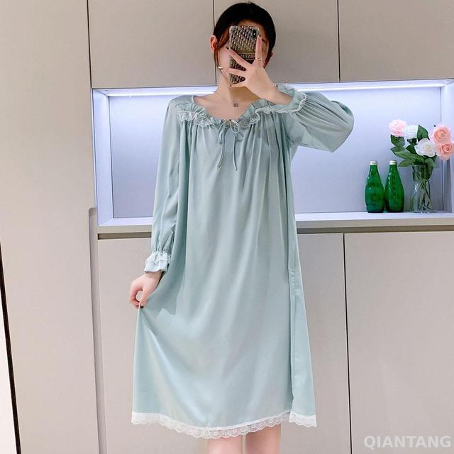 Lace Trim Sleep Dress Women Nightgown Sexy Modal Sleepwear Intimate Lingerie Nightwear Home Dressing Gown Lounge Robe