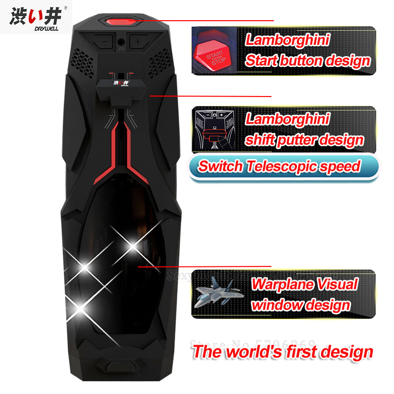 Drywell Electric Telescopic Adjustable Flexible Speed Vagina Real Pussy Piston Male Masturbator Tools Sex Machine Toys For Men