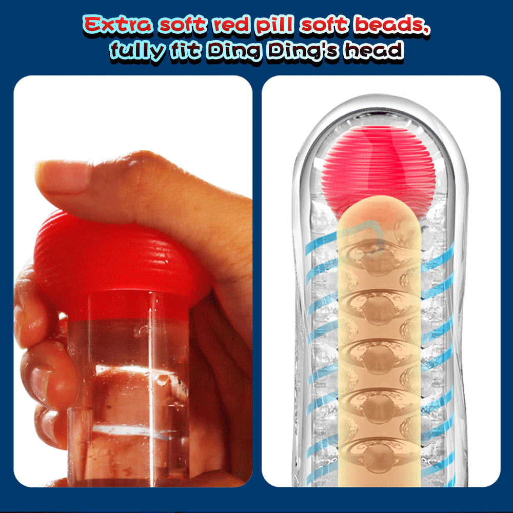 Male Masturbator Cup Pussy Vagina Transparent Penis Massager with Balls Sex Toys for Men Pocket Soft Exercise Erotic Sex Product