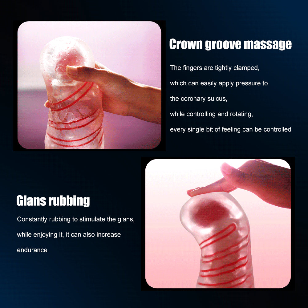 Male Masturbator Cup Pussy Vagina Transparent Penis Massager with Balls Sex Toys for Men Pocket Soft Exercise Erotic Sex Product