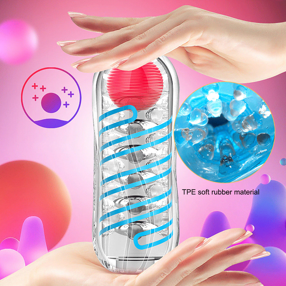 Male Masturbator Cup Pussy Vagina Transparent Penis Massager with Balls Sex Toys for Men Pocket Soft Exercise Erotic Sex Product