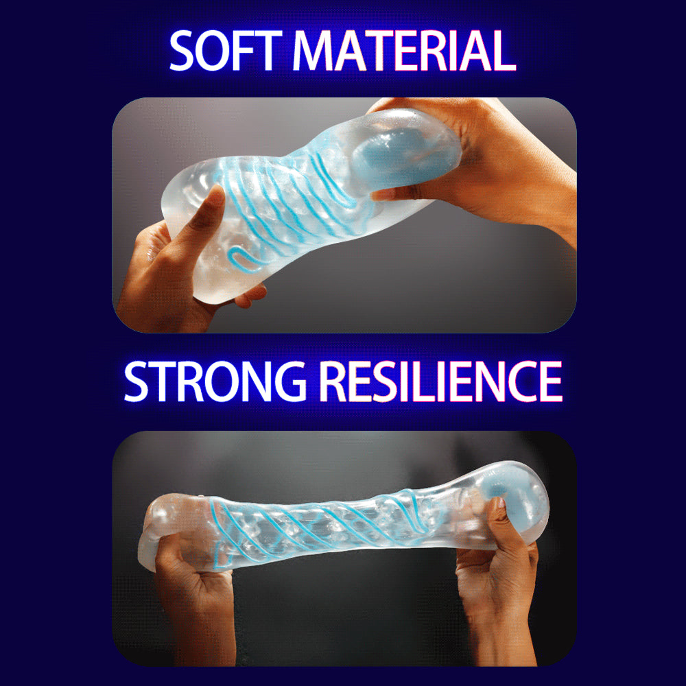 Male Masturbator Cup Pussy Vagina Transparent Penis Massager with Balls Sex Toys for Men Pocket Soft Exercise Erotic Sex Product