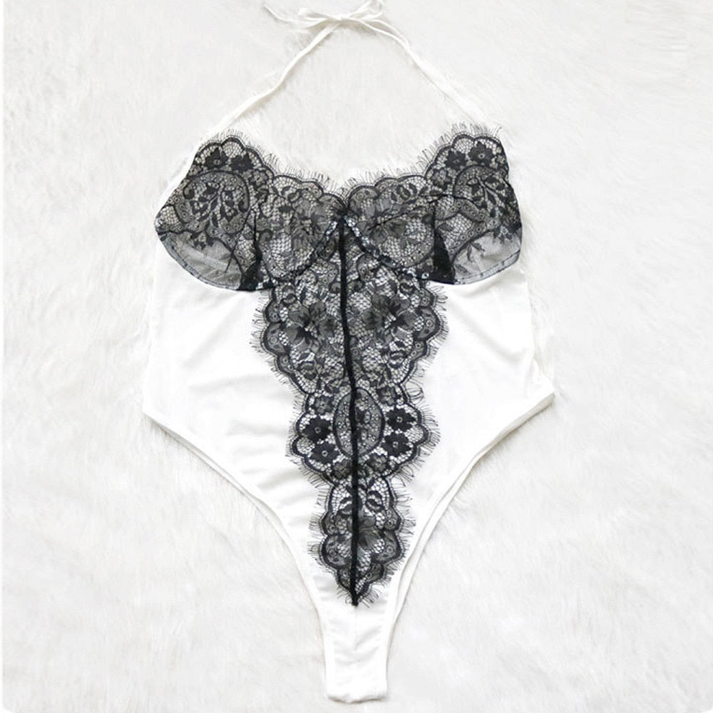 5XL Sensual Lingerie Woman Underwear Sex Cupless Bra Halter Sexy Lingerie Plus Size Transparent Lace Mesh Women Underwear