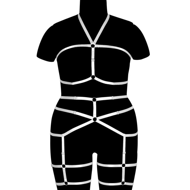 Erotic Stockings Full Body Bondage Harness For Plump Women Fetish Halter Neck Plus Size Lingerie Goth Punk Cosplay Sexy Exotic