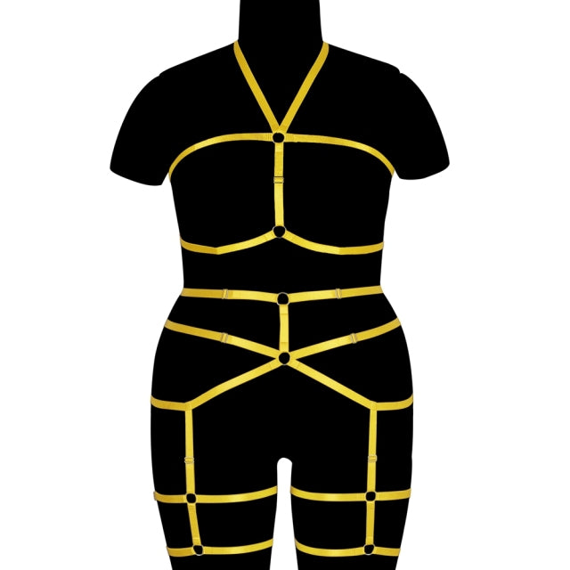 Erotic Stockings Full Body Bondage Harness For Plump Women Fetish Halter Neck Plus Size Lingerie Goth Punk Cosplay Sexy Exotic