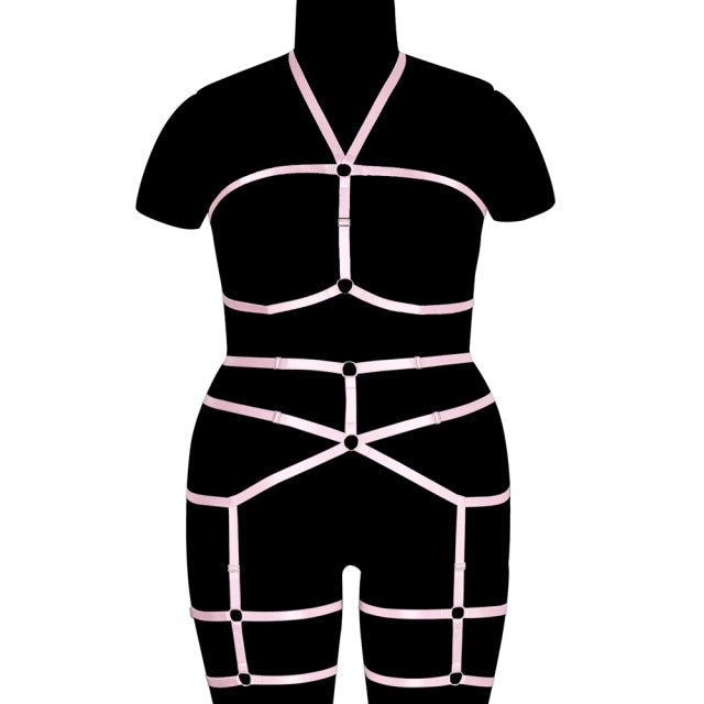 Erotic Stockings Full Body Bondage Harness For Plump Women Fetish Halter Neck Plus Size Lingerie Goth Punk Cosplay Sexy Exotic