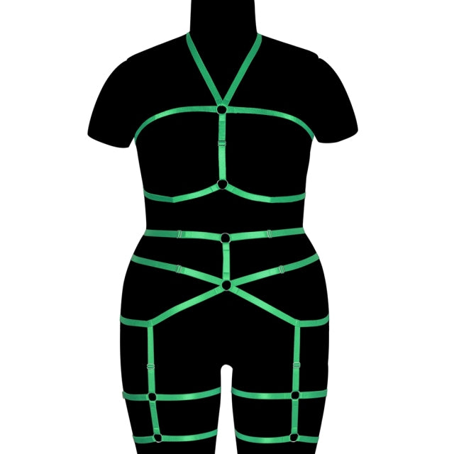 Erotic Stockings Full Body Bondage Harness For Plump Women Fetish Halter Neck Plus Size Lingerie Goth Punk Cosplay Sexy Exotic