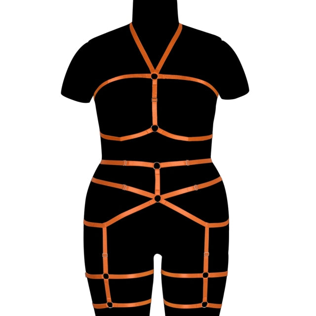 Erotic Stockings Full Body Bondage Harness For Plump Women Fetish Halter Neck Plus Size Lingerie Goth Punk Cosplay Sexy Exotic