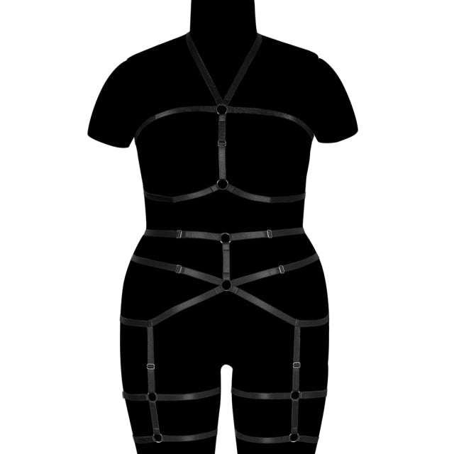 Erotic Stockings Full Body Bondage Harness For Plump Women Fetish Halter Neck Plus Size Lingerie Goth Punk Cosplay Sexy Exotic