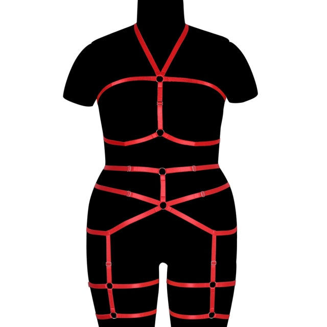 Erotic Stockings Full Body Bondage Harness For Plump Women Fetish Halter Neck Plus Size Lingerie Goth Punk Cosplay Sexy Exotic