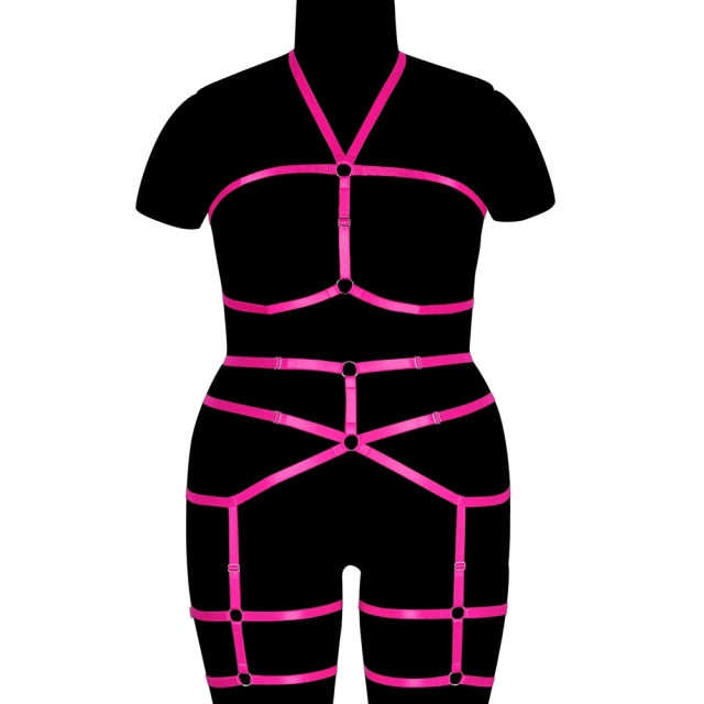 Erotic Stockings Full Body Bondage Harness For Plump Women Fetish Halter Neck Plus Size Lingerie Goth Punk Cosplay Sexy Exotic