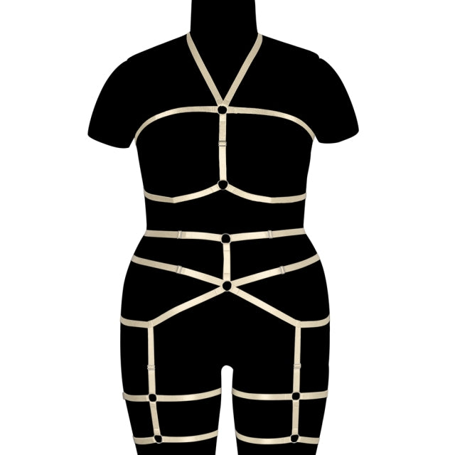 Erotic Stockings Full Body Bondage Harness For Plump Women Fetish Halter Neck Plus Size Lingerie Goth Punk Cosplay Sexy Exotic