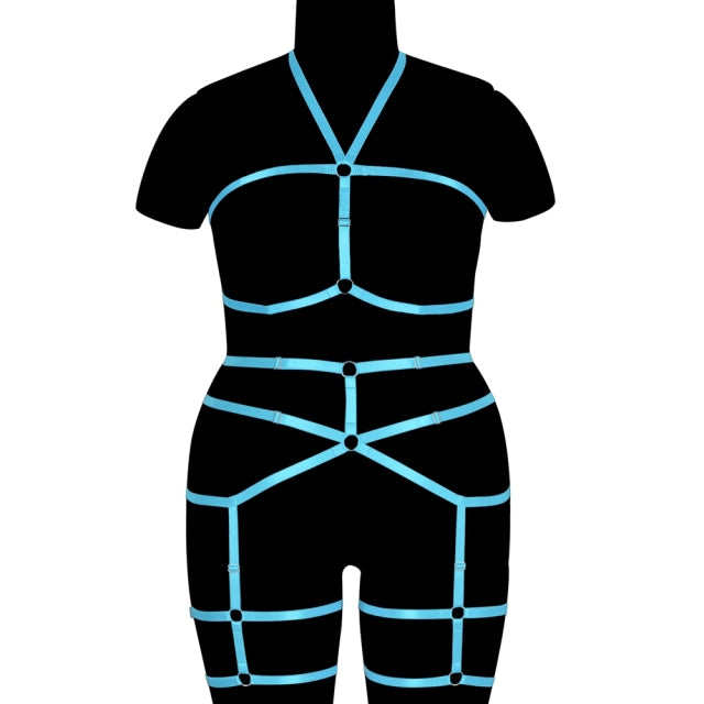 Erotic Stockings Full Body Bondage Harness For Plump Women Fetish Halter Neck Plus Size Lingerie Goth Punk Cosplay Sexy Exotic