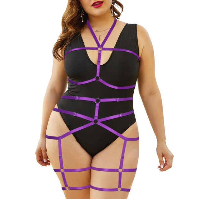 Erotic Stockings Full Body Bondage Harness For Plump Women Fetish Halter Neck Plus Size Lingerie Goth Punk Cosplay Sexy Exotic