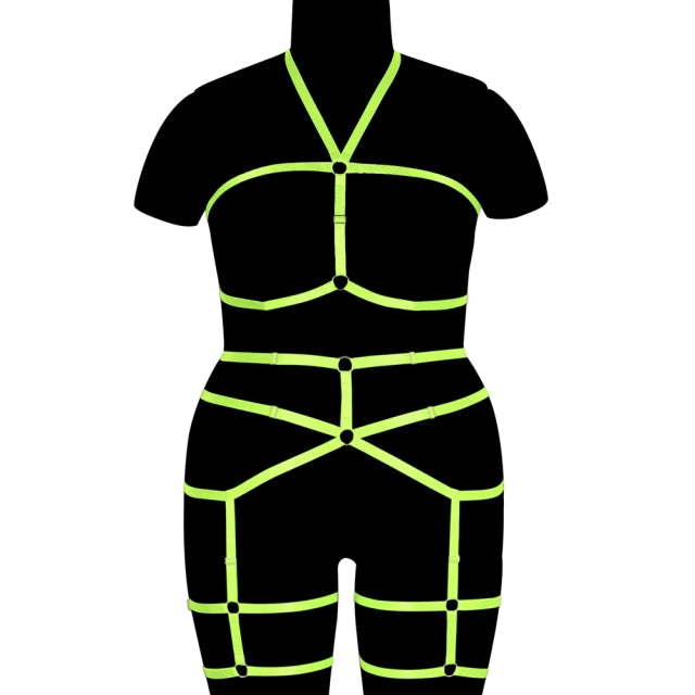 Erotic Stockings Full Body Bondage Harness For Plump Women Fetish Halter Neck Plus Size Lingerie Goth Punk Cosplay Sexy Exotic