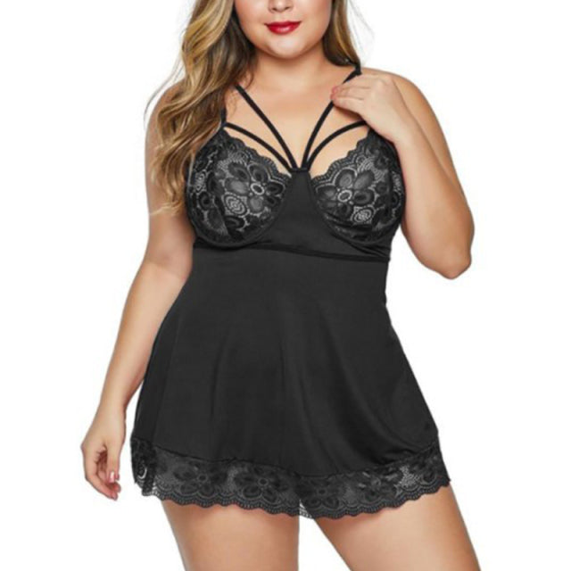 Sexy Plus Size Nightgowns Lingerie Sleepwear Lace Temptation Nightwear Women Large Nightgown Underwear Sex Night Dress