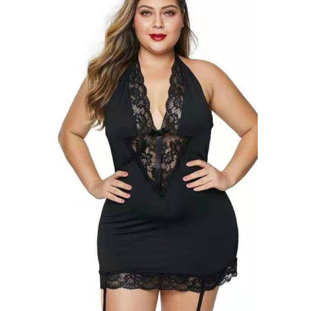 Sexy Plus Size Nightgowns Lingerie Sleepwear Lace Temptation Nightwear Women Large Nightgown Underwear Sex Night Dress