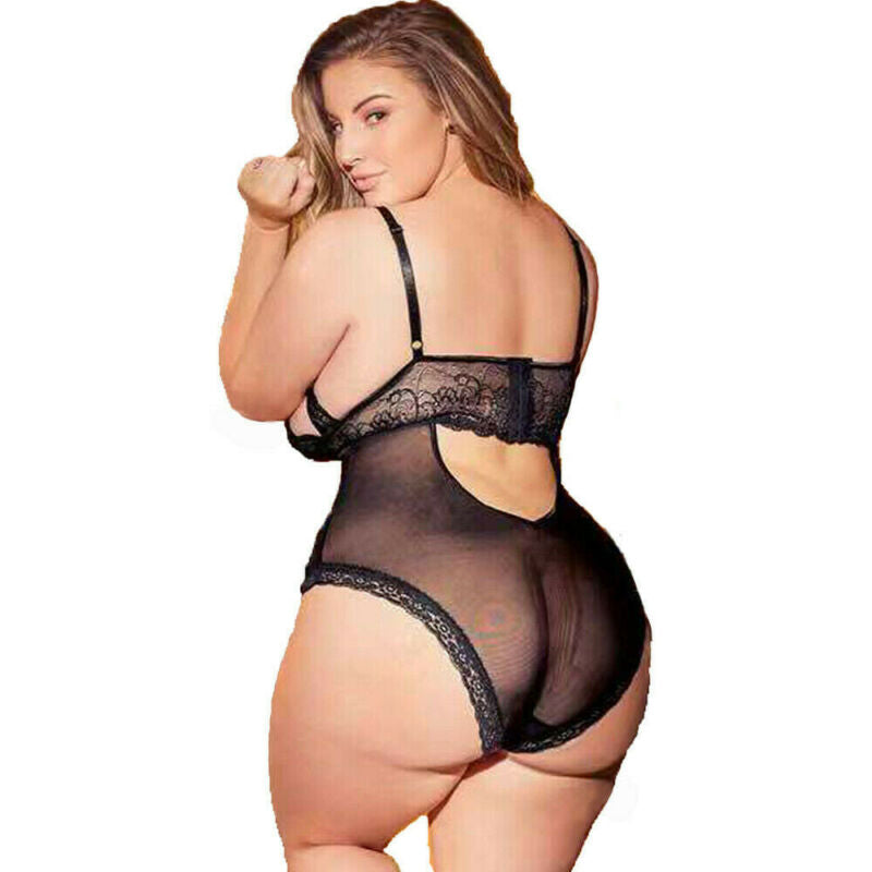 Women Sexy Lingerie Sleepwear Bodysuits Bandage Hollow Lace Babydolls Ladies Underwear See Through Nightwear Plus Size
