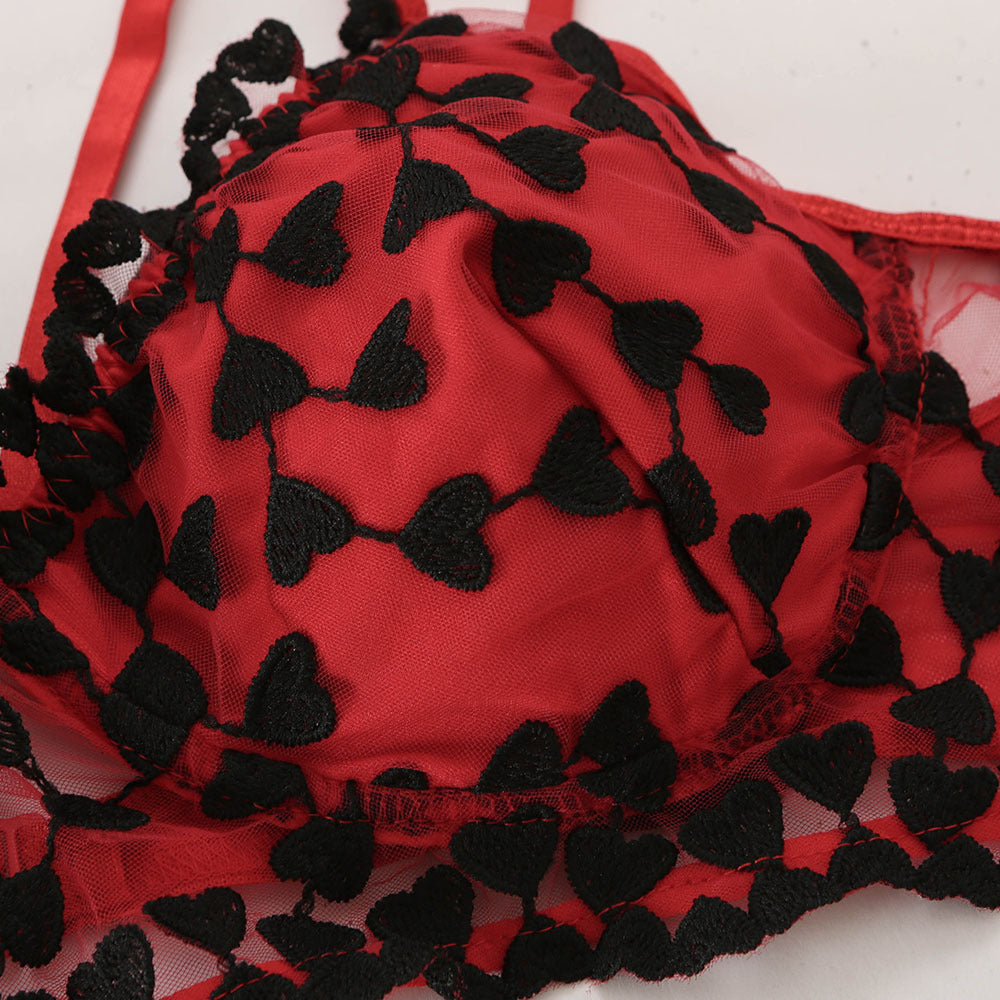 Plus Size Lingerie Sexy Transparent Bra Set Deep-v Underwear See Through Lingerie Underwear Lace Embroidery Bra and Brief Sets