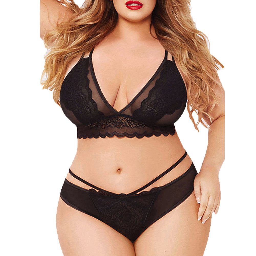 Plus Size Women Underwear Perspective Sexy Lingerie Set Porno Erotic Costumes Sexy Sensual Lingerie Woman Bra Set