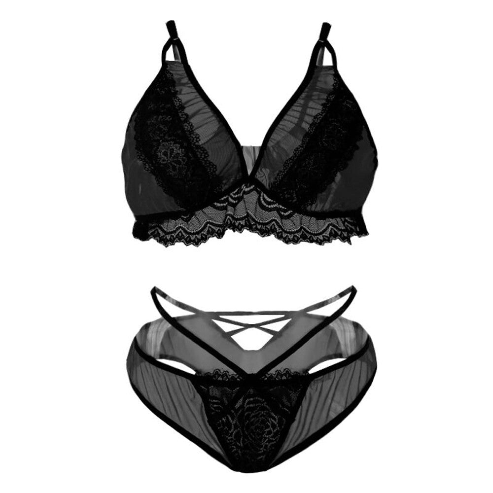 Plus Size Women Underwear Perspective Sexy Lingerie Set Porno Erotic Costumes Sexy Sensual Lingerie Woman Bra Set