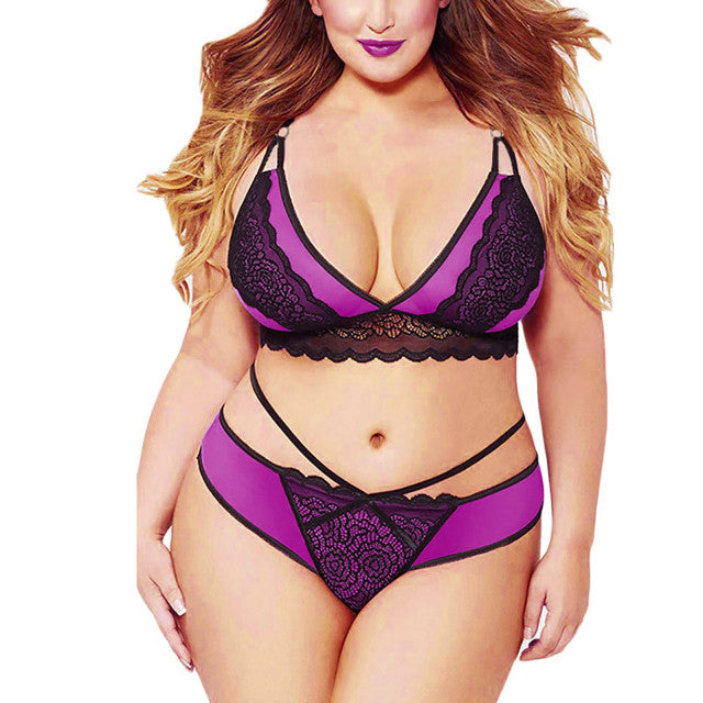 Plus Size Women Underwear Perspective Sexy Lingerie Set Porno Erotic Costumes Sexy Sensual Lingerie Woman Bra Set