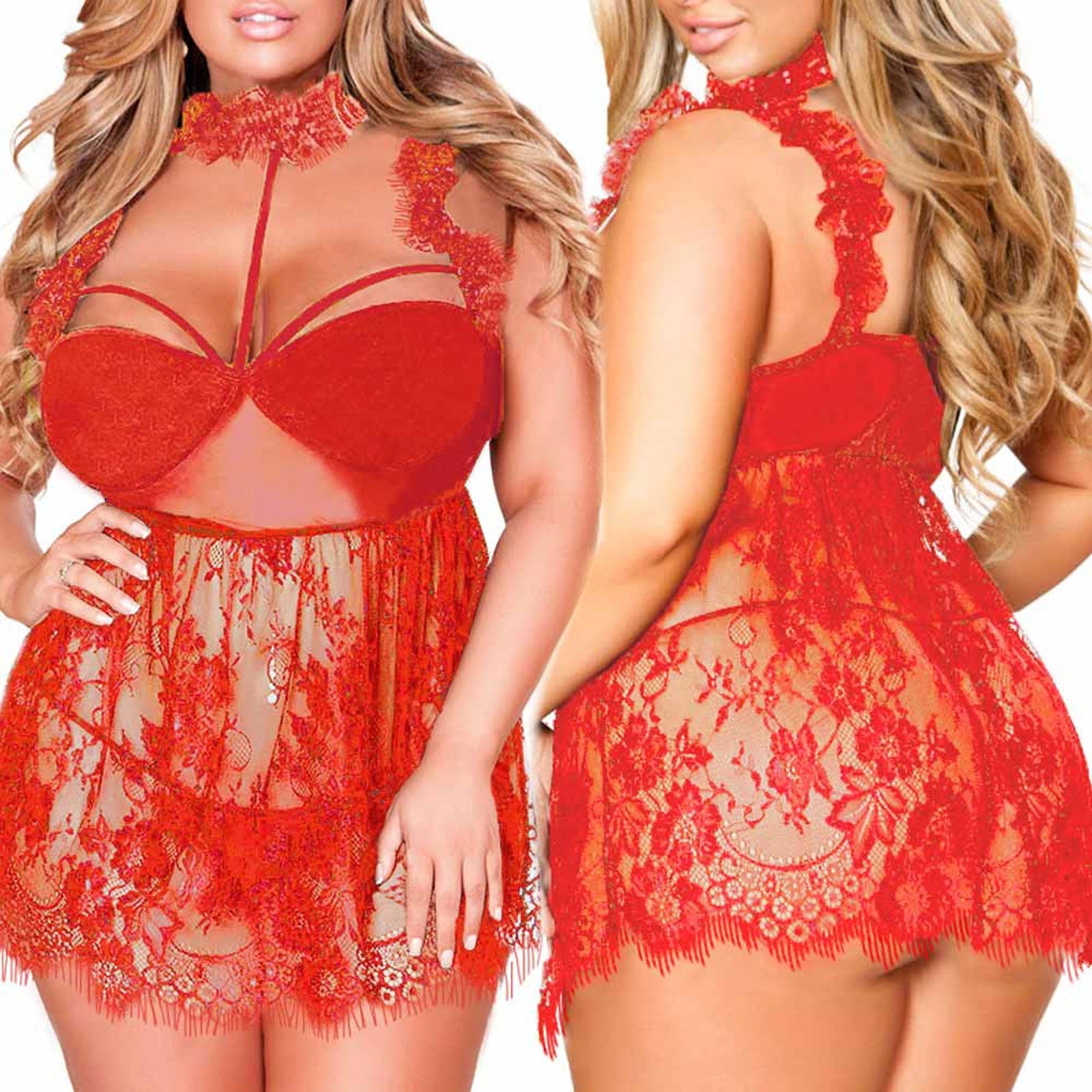 Plus Size Lingerie Sexy Women Underwear Lace Mesh Transparent Nightdress Porn Sensual Lingerie Woman Erotic Dresses Sexy Costume