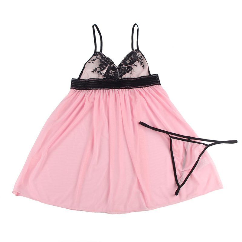 Comeondear Sexy Woman Nightie Embroidery Plus Size Sleepwear Perspective Sling Nightgown Home Backless Sexy Female Nightdress