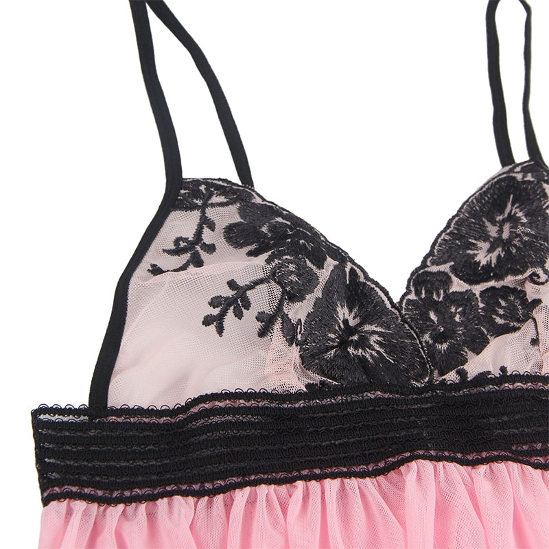 Comeondear Sexy Woman Nightie Embroidery Plus Size Sleepwear Perspective Sling Nightgown Home Backless Sexy Female Nightdress
