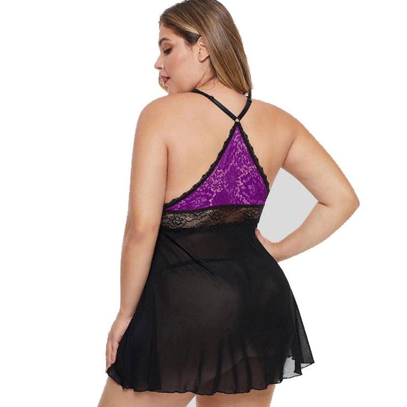 6XL Plus Size Women Lace Hollow Out Underwear Sexy Lingerie Nightdress Suspender Skirt Large Size Pajama Exotic Dresses Apparel
