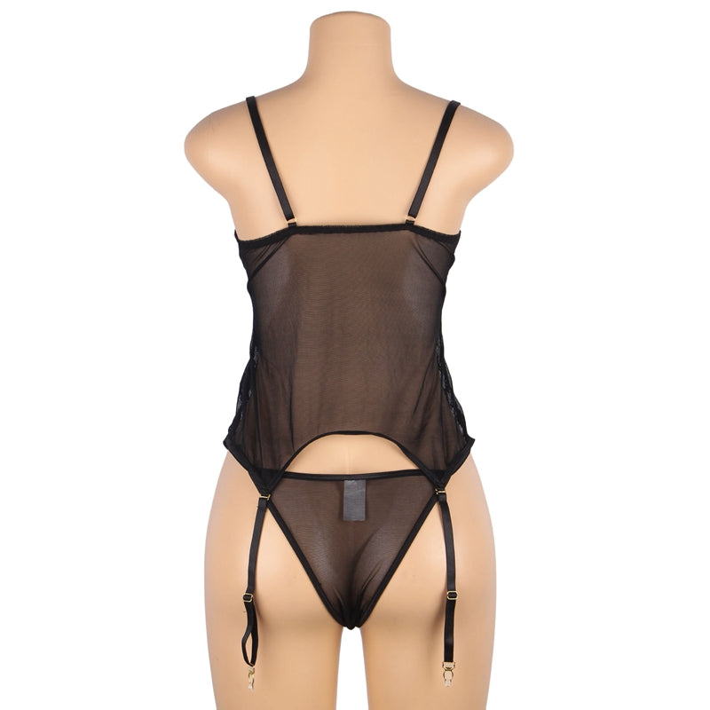 Comeondear Plus Size Fashion Women Lace Nighties Gartered Lingerie Porno Nightwear Bodycon Garter Mesh Babydoll Mujer Nuisette