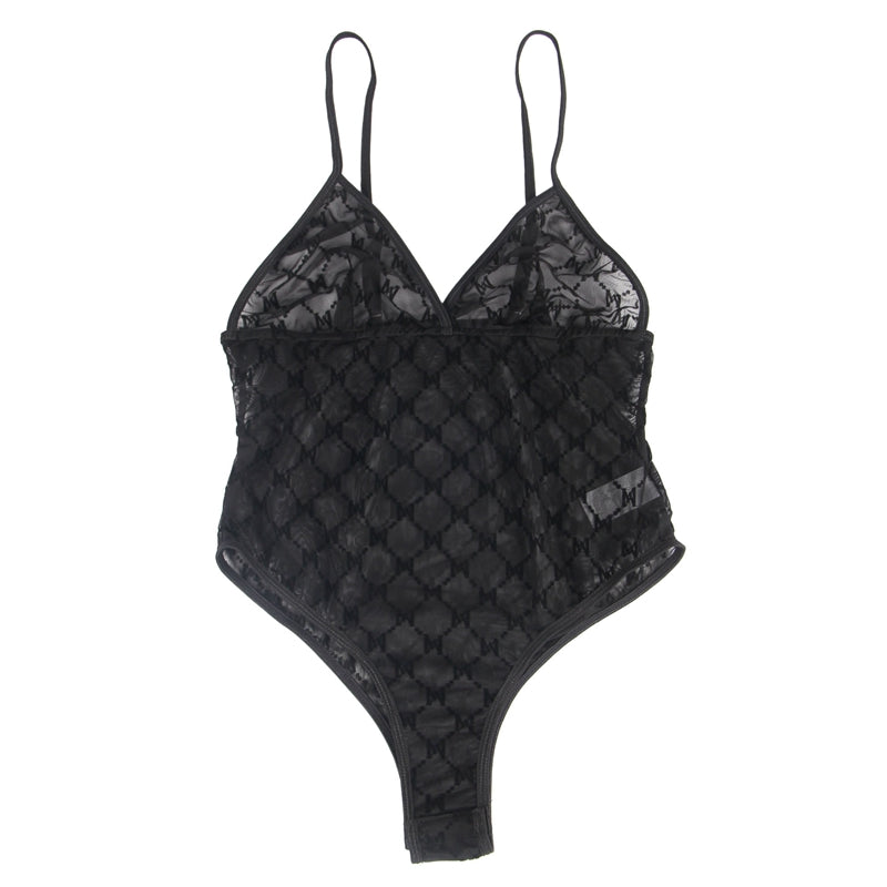 Comeondear Sexy Fashion Overalls For Women Jumpsuits Elegant Crotchless Lace Lingerie Plus Size Transparent Mesh Bodysuit Set