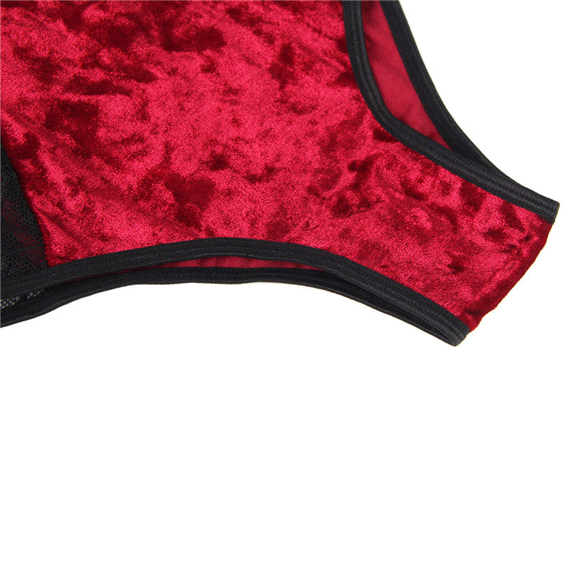 Comeondear Soft Velvet Sexy Lace Splice Bra Set Plus Size Transparent Push Up Lingerie Bandage Sexy Underwear Women Set