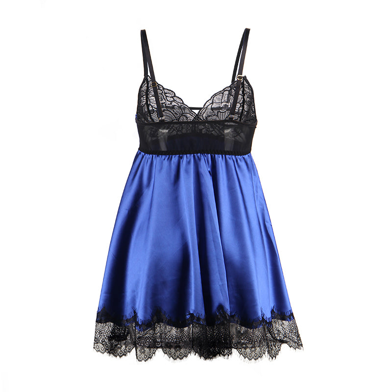 Comeondear Sexy Women Sleeveless Nightdress V-Neck Hollow Lace Backless Lingerie Plus Size Sleepwear Ladies Mini Night Gown