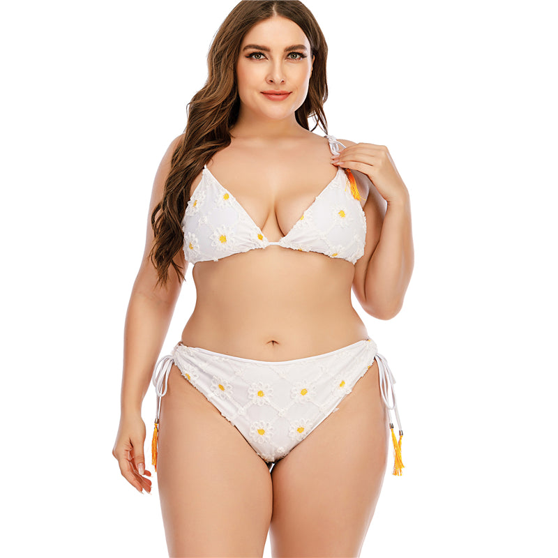 Large Size Women Bikinis Set Female White Swimming Suit Push Up Swimsuit Sexy Plus Size Swimwear Brazilian Biquin Lady