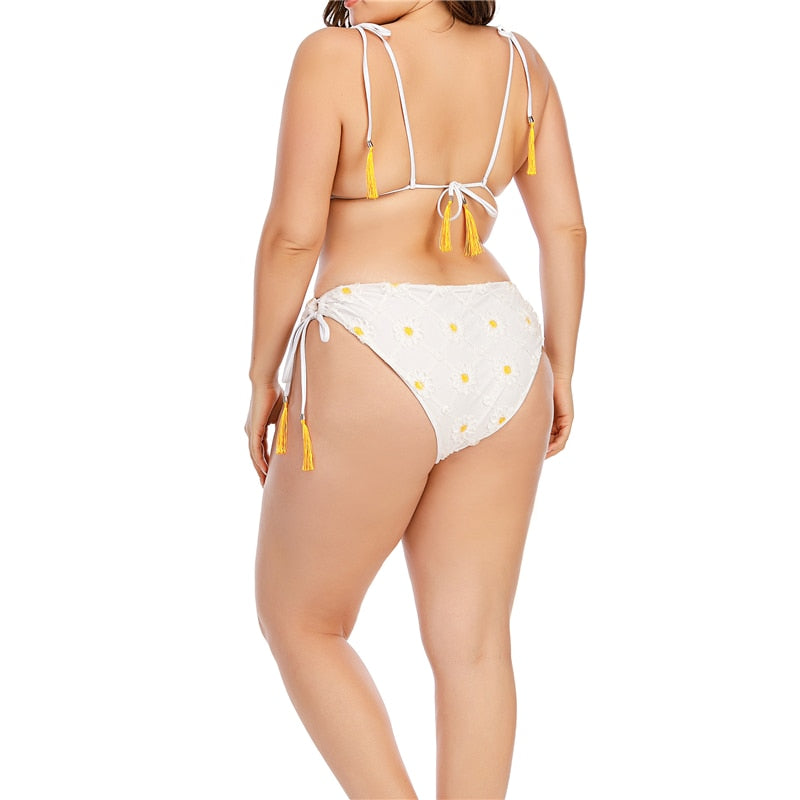 Large Size Women Bikinis Set Female White Swimming Suit Push Up Swimsuit Sexy Plus Size Swimwear Brazilian Biquin Lady