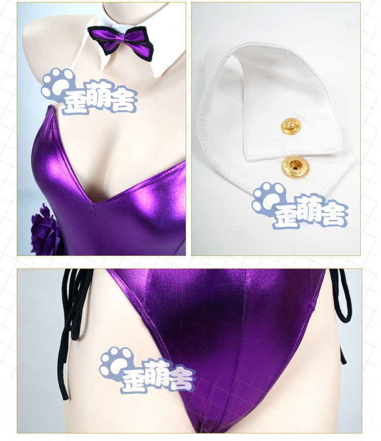 Sexy Costume Fate Grand Order Game Cos Fgo Scathach Cosplay Bunny Girl Jumpsuit With Purple Rabbit Hair Band Fishnet Stocking