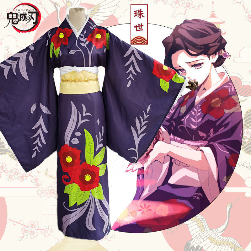 Cosplay Anime Demon Slayer Tamayo Kimono Firework Party Women Wear A Belt Tunic Performance Costume Yushirou Kendo Uniform