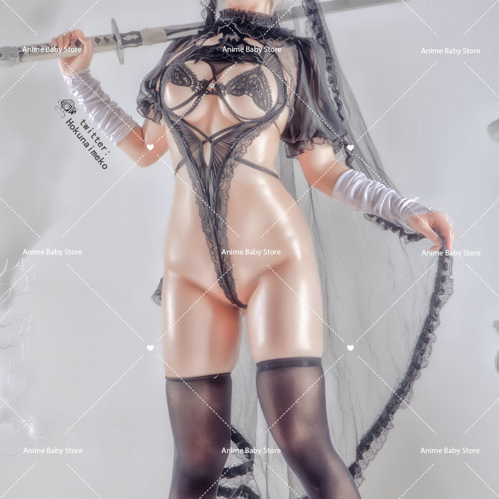 Nier Automata Cosplay Costume black wedding dress Yorha 2B Snow Sexy Outfit Games Suit Women Girls Halloween Party Fancy Dress
