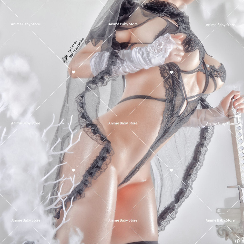 Nier Automata Cosplay Costume black wedding dress Yorha 2B Snow Sexy Outfit Games Suit Women Girls Halloween Party Fancy Dress