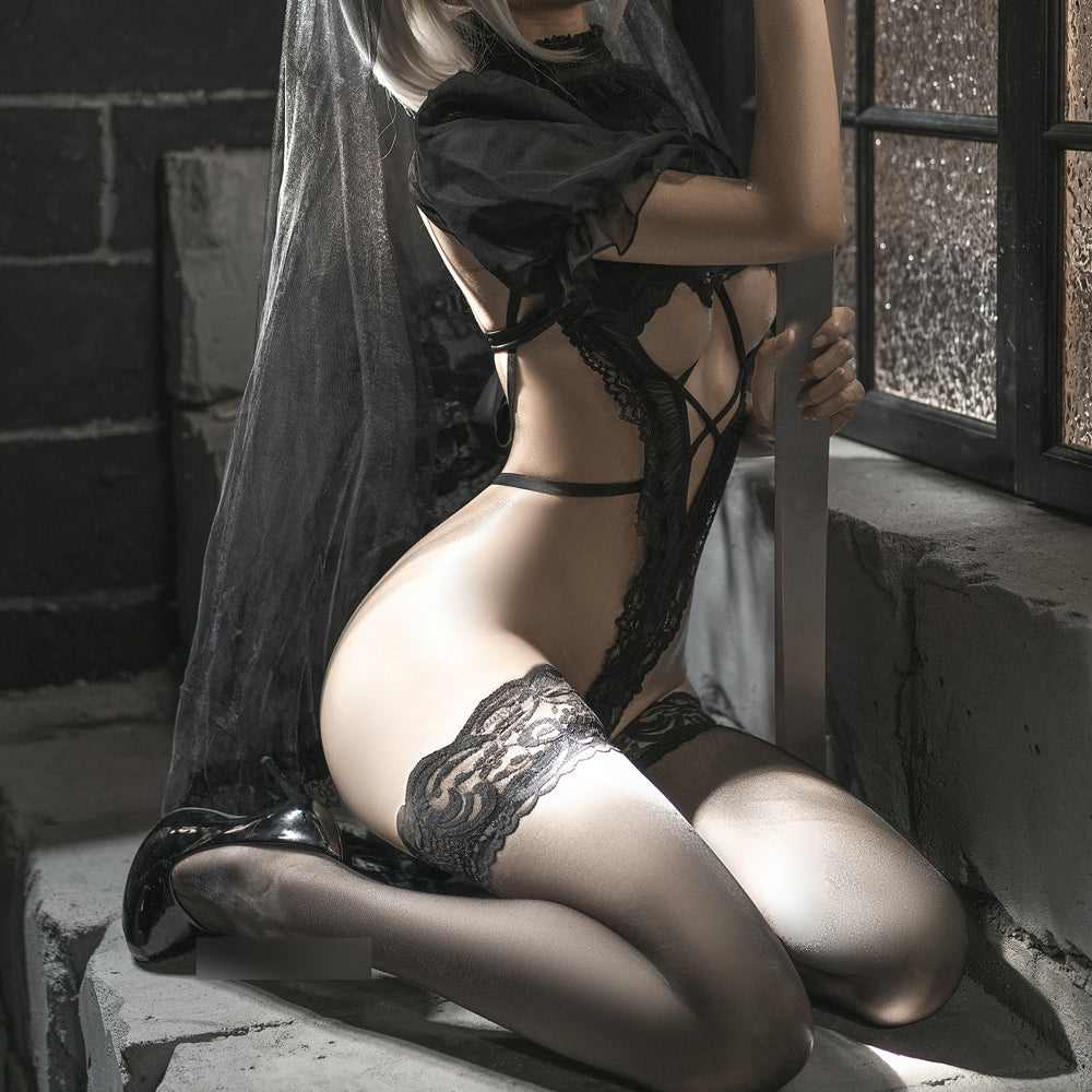 Nier Automata Cosplay Costume black wedding dress Yorha 2B Snow Sexy Outfit Games Suit Women Girls Halloween Party Fancy Dress