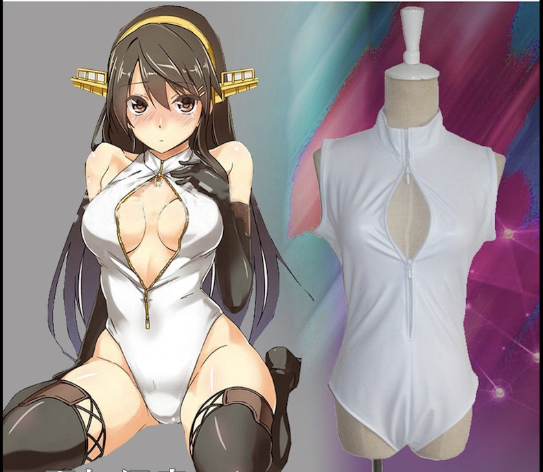 school SUKUMIZU Sexy Cute Japanese Anime ZIP-UP Open Chest Swimsuit Swim Wear Cosplay