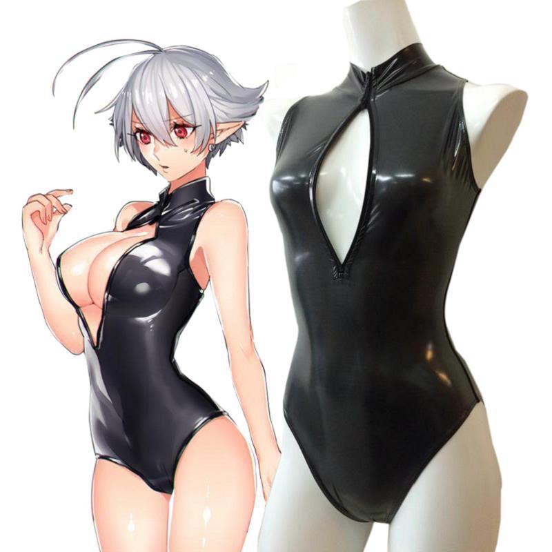 school SUKUMIZU Sexy Cute Japanese Anime ZIP-UP Open Chest Swimsuit Swim Wear Cosplay