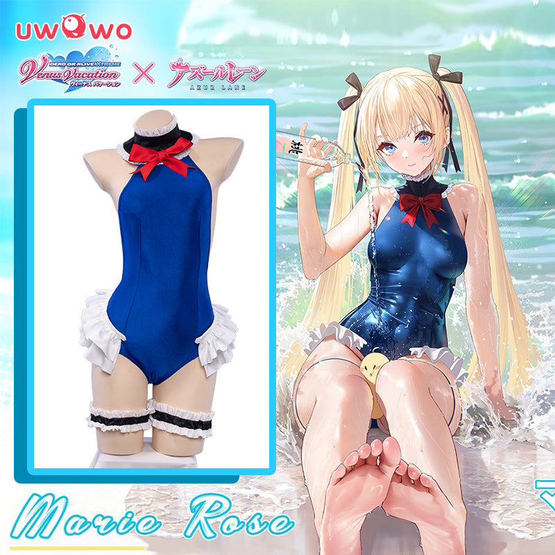 UWOWO Hot Game Azur Lane Cos Marie Rose Swimsuit Cosplay Costume New Fashion Swimming Party Role Collection Blue Bikini