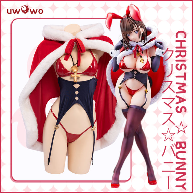 UWOWO Mantaro Christmas Bunny Cosplay Sexy Bodysuit Costume Red Jumpsuit Rabbit Girl Women Cosplay Costumes For Halloween Party